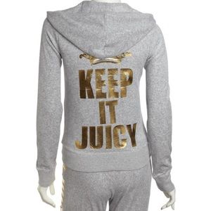 VINTAGE JUICY COUTURE Grey Velour Jacket Large